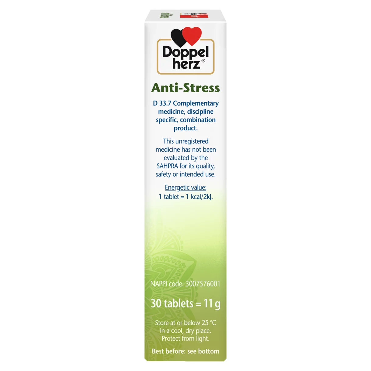 Illustration of the product packaging Doppelherz aktiv Anti-Stress side view right